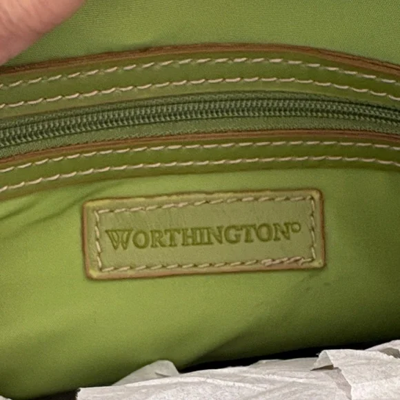 Vintage Worthington Olive Green Genuine Leather Shoulder Bag - Picture 3 of 3